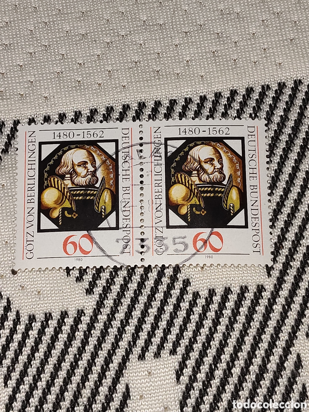 Sellos: Bloque 2 sellos de Alemania Federal 500 aniversario del nacimiento de Gotz Berlichingen 1980