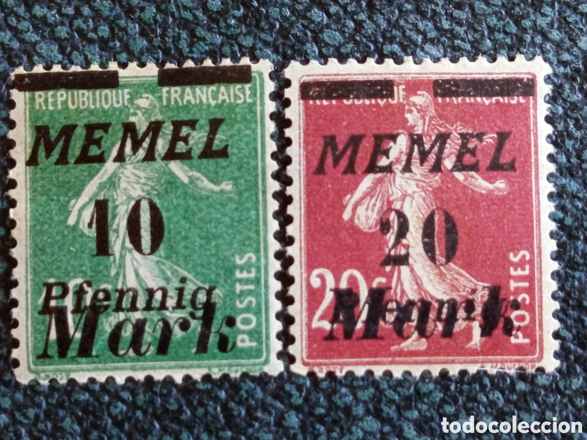 Francobolli: Lote 2 Sellos Memel 1922 - Francia Sobrecargados - Michel 108/109 MH