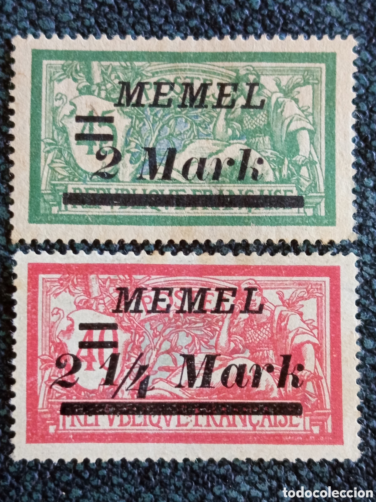 Sellos: Lote 2 Sellos Memel 1922 - Tipo Merson - Michel 112/114 nuevos MH