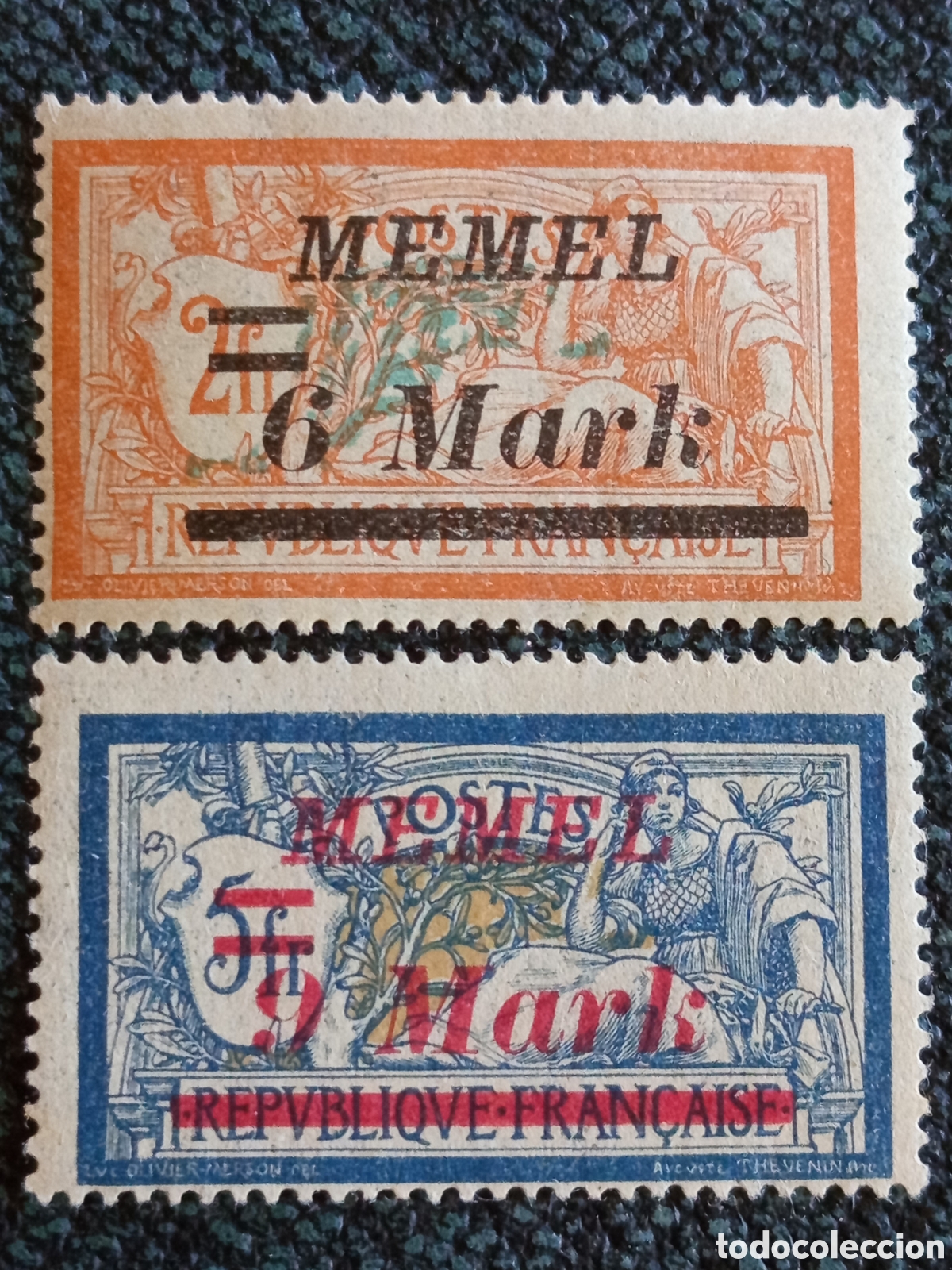 Sellos: Lote 2 Sellos Memel 1922 - Valores Altos Merson - Michel 117/119 Nuevos MH