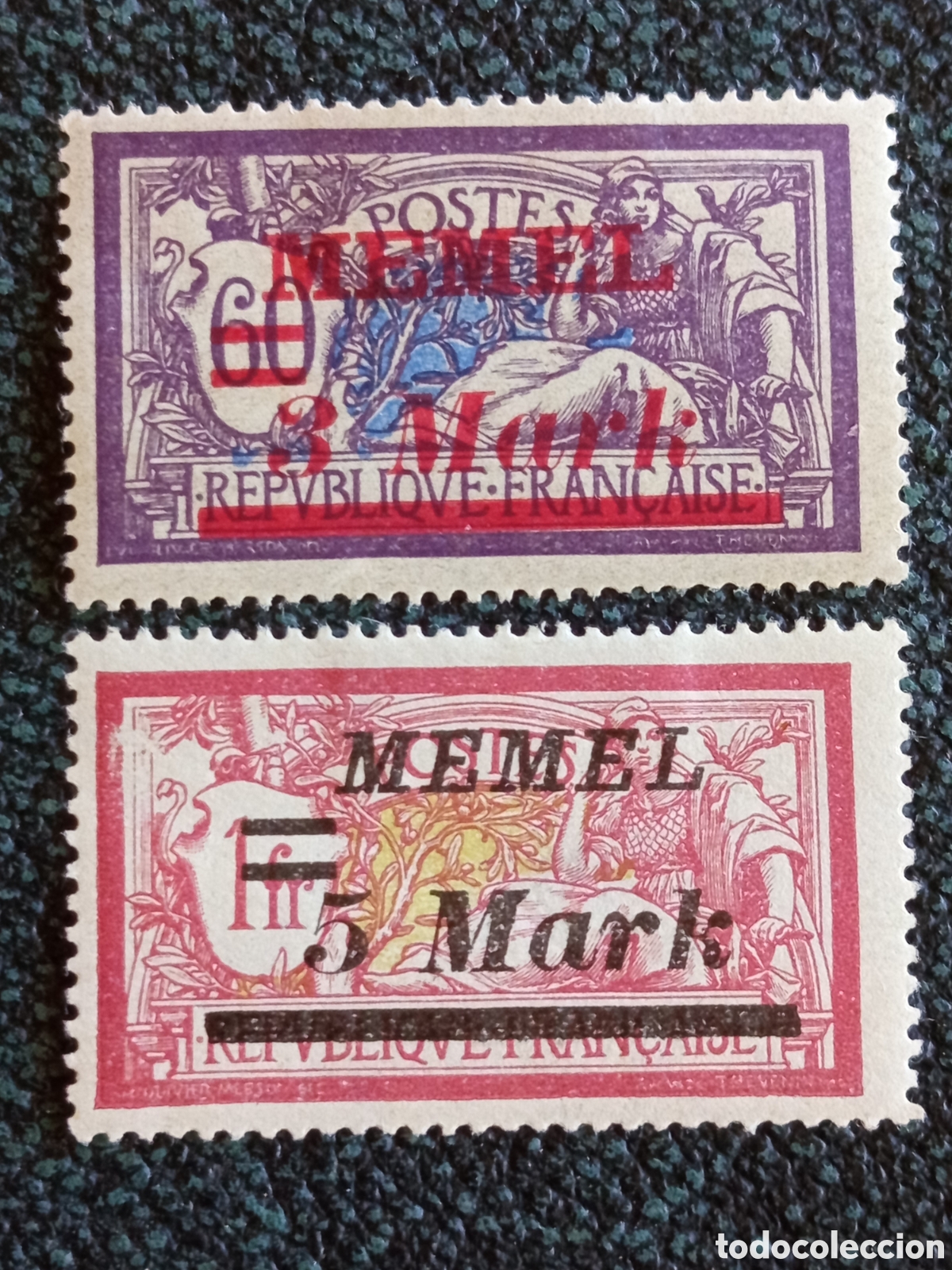 Sellos: Lote 2 Sellos Memel 1922 - Tipo Merson Surcharged - Michel 115/11 Nuevos MH