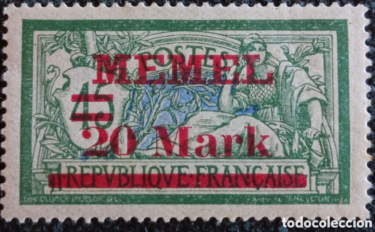 Sellos: Sello Memel 1922 - Tipo Merson Surcharged 20 Mark - Michel 121 MH