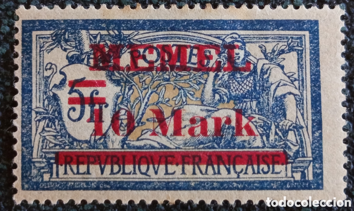 Sellos: Sello Memel 1922 - Tipo Merson Surcharged 10 Mark - Michel 120 MH