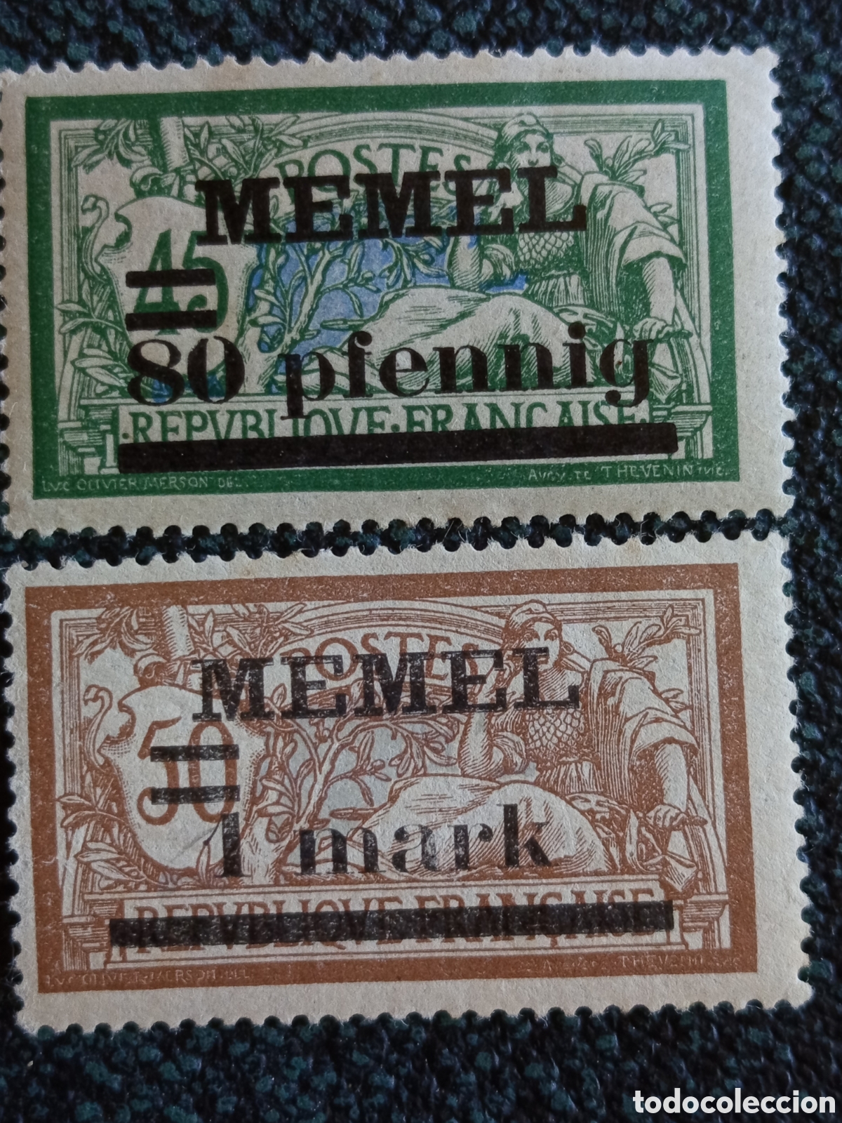Sellos: Lote 2 Sellos Memel 1922 - Tipo Merson Surcharged - Michel 107/110 MH
