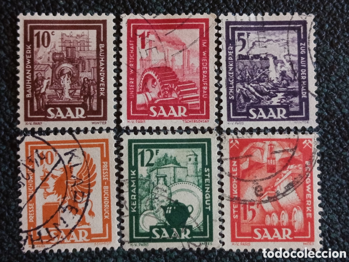 Sellos: Lote Sarre Saar 1949-1951 Serie Industrias y Oficios 6v Usados Michel 267/283