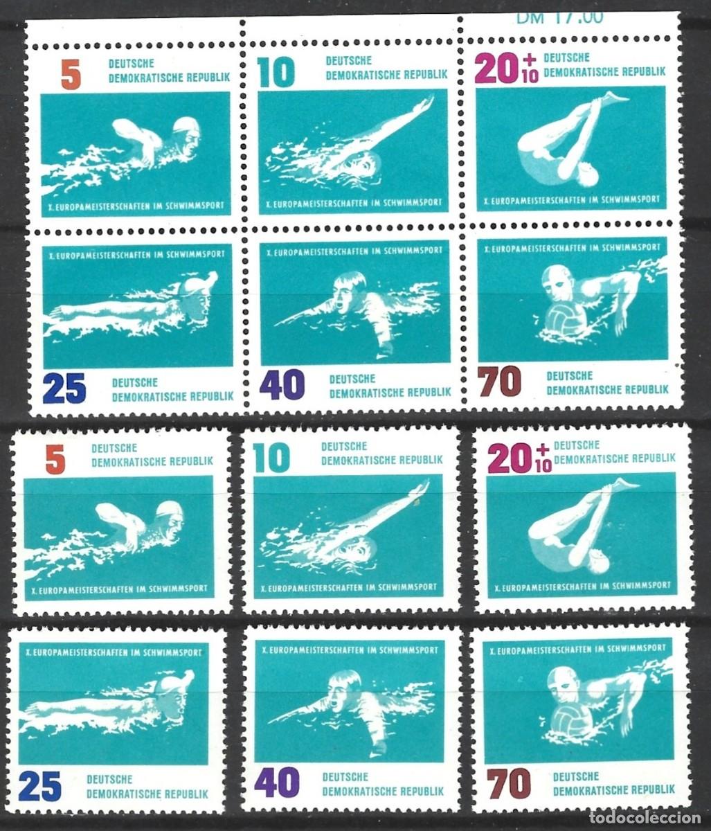 Sellos: ALEMANIA ORIENTAL - DDR - X. CAMPEONATO DE EUROPA DE NATACI&Oacute;N - MI: 9047/12 - 907/12ZD - MNH