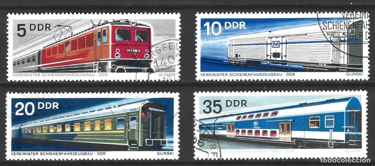 Stamps: ALEMANIA-ORIENTAL (RDA) 4 SELLOS CON VAG&Oacute;NES DE TREN - GESTAMPADO / SELLADO