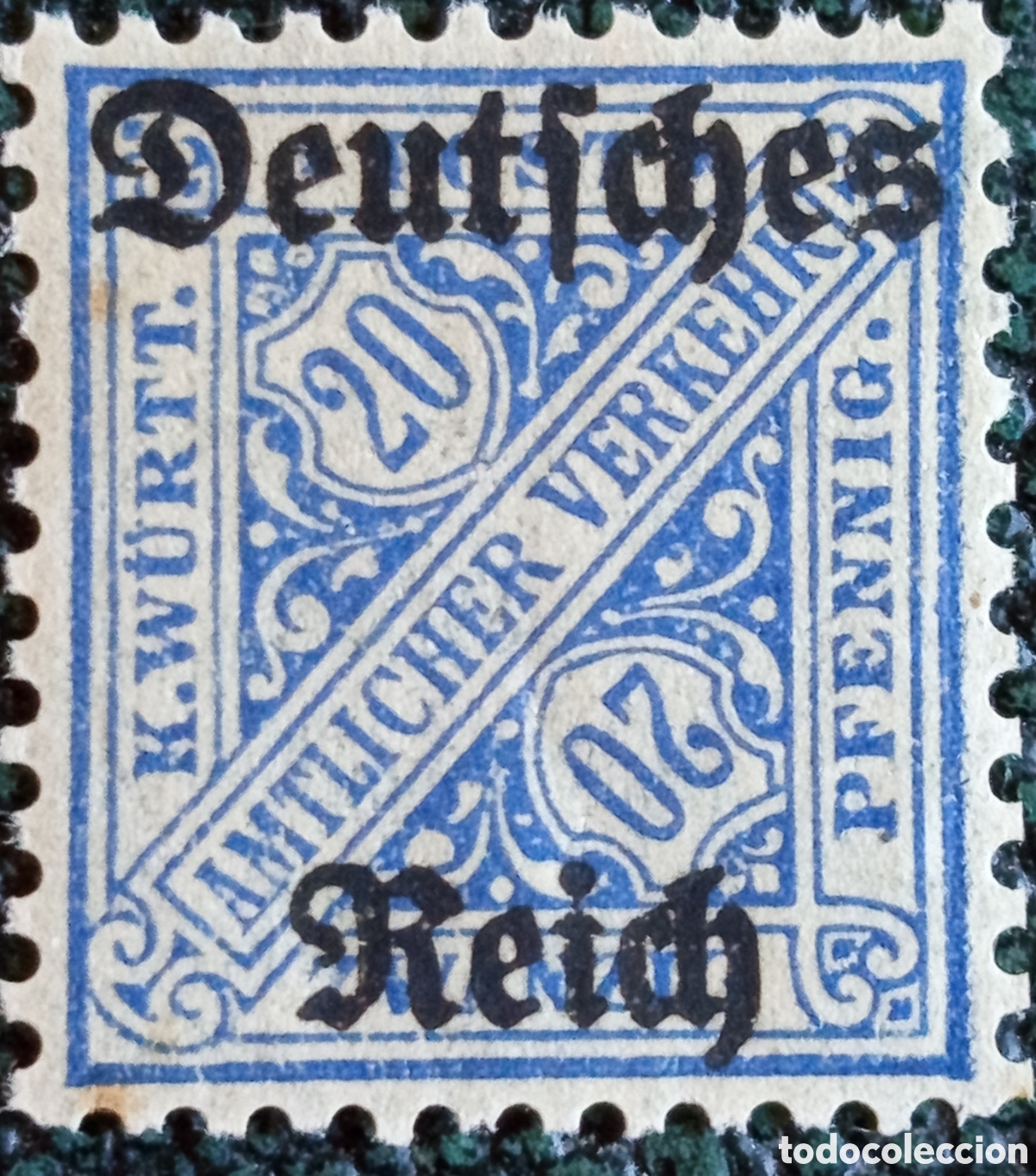 Sellos: Sello Alemania 1920 Oficial W&uuml;rttemberg Deutsches Reich 20Pf Cat Michel #D60 MNH