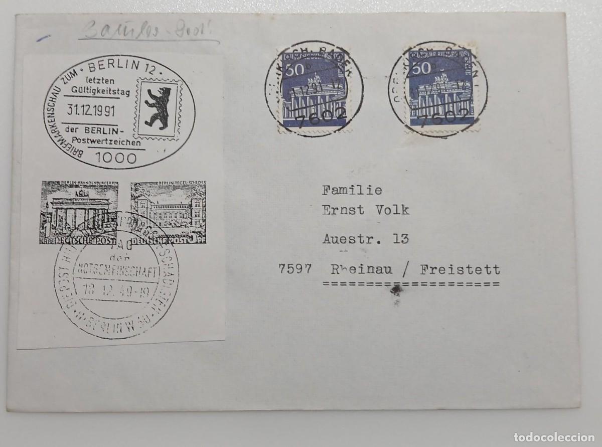 Sellos: Berl&iacute;n 31.12.1991 &ndash; &Uacute;ltimo d&iacute;a del sistema postal berlin&eacute;s &ndash; Sobre circulado