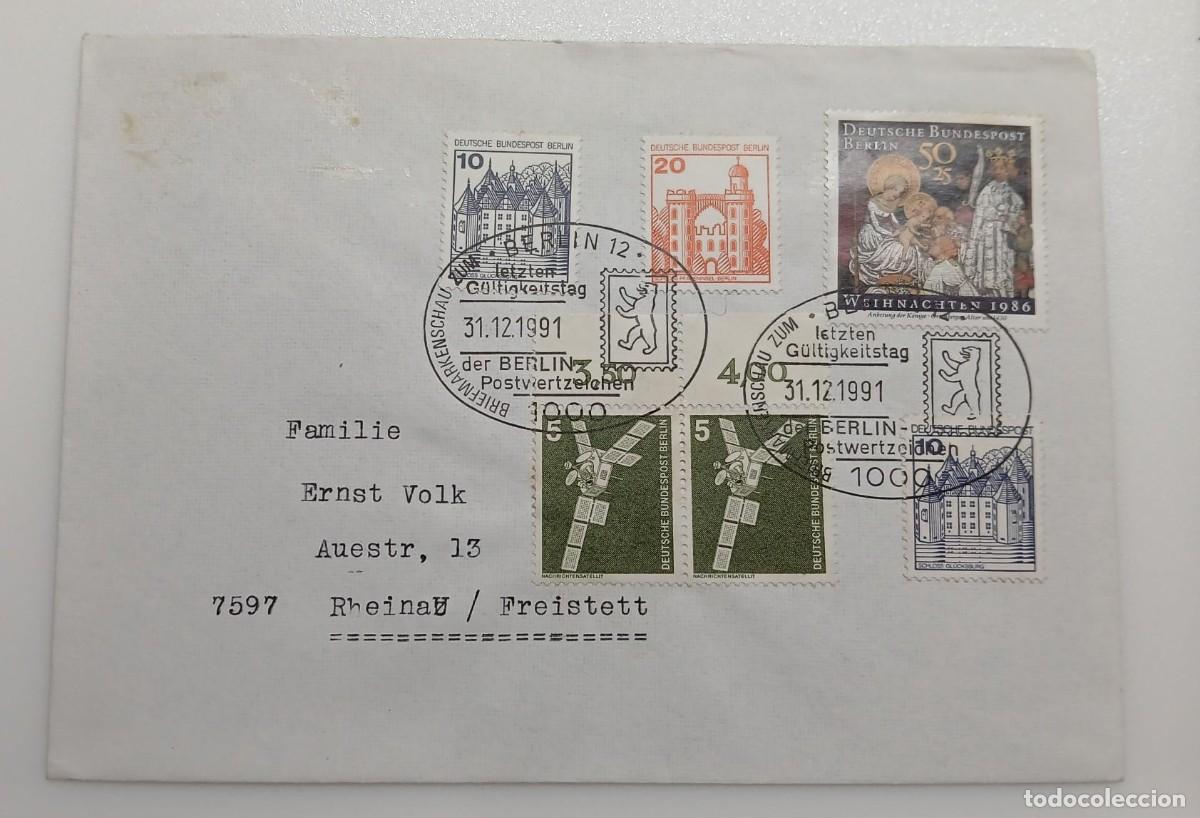 Sellos: Berl&iacute;n 31.12.1991 &ndash; &Uacute;ltimo d&iacute;a del sistema postal berlin&eacute;s &ndash; Sobre circulado