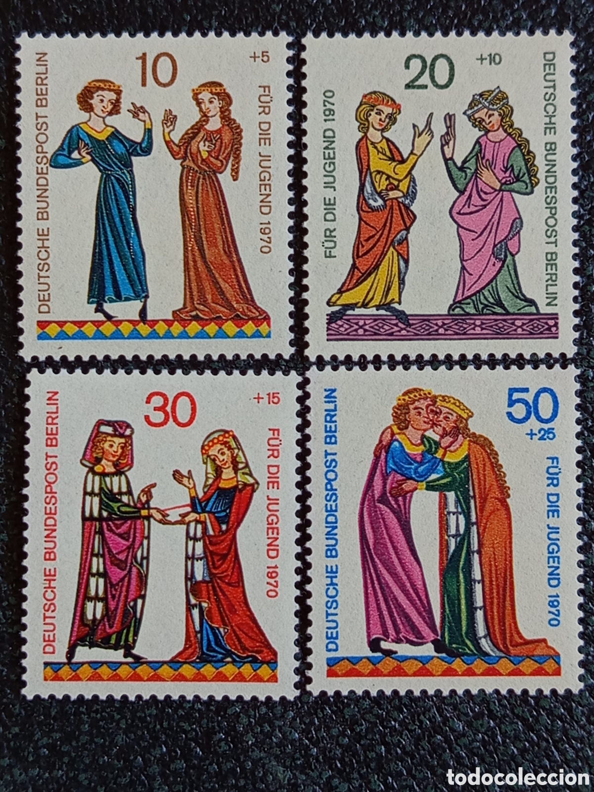 Sellos: Serie Completa Berl&iacute;n 1970 Trovadores Minnes&auml;nger Michel 354-357 MNH