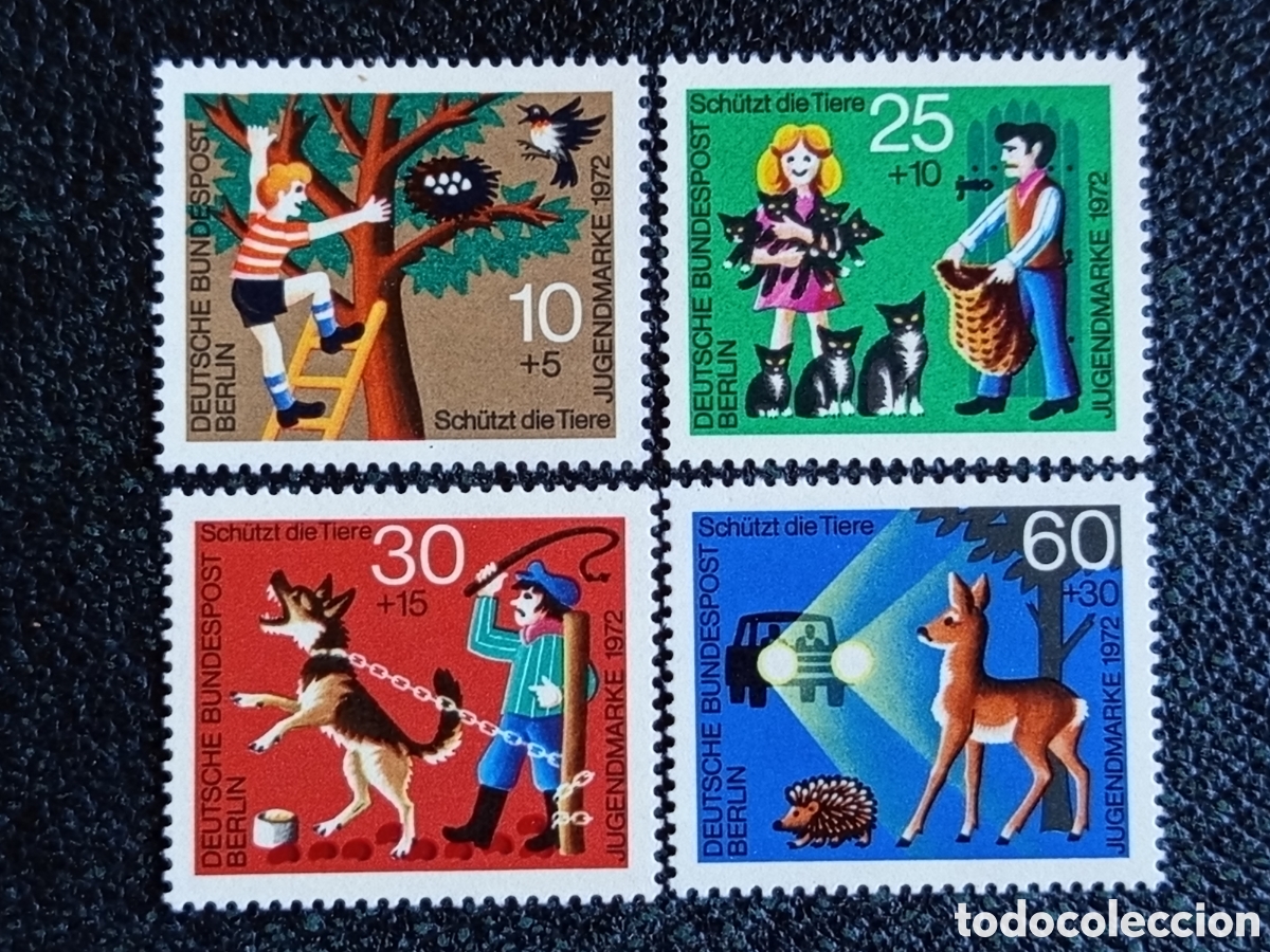 Sellos: Serie Completa Berl&iacute;n 1972 Proteged Animales Michel 418-421 MNH