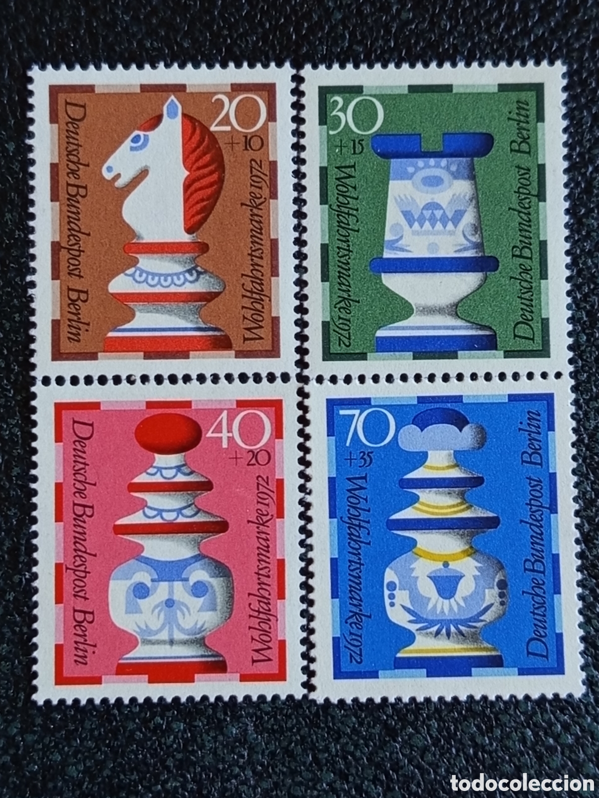 Sellos: Serie Completa Berl&iacute;n 1972 Ajedrez Figuras Michel 435-438 MNH