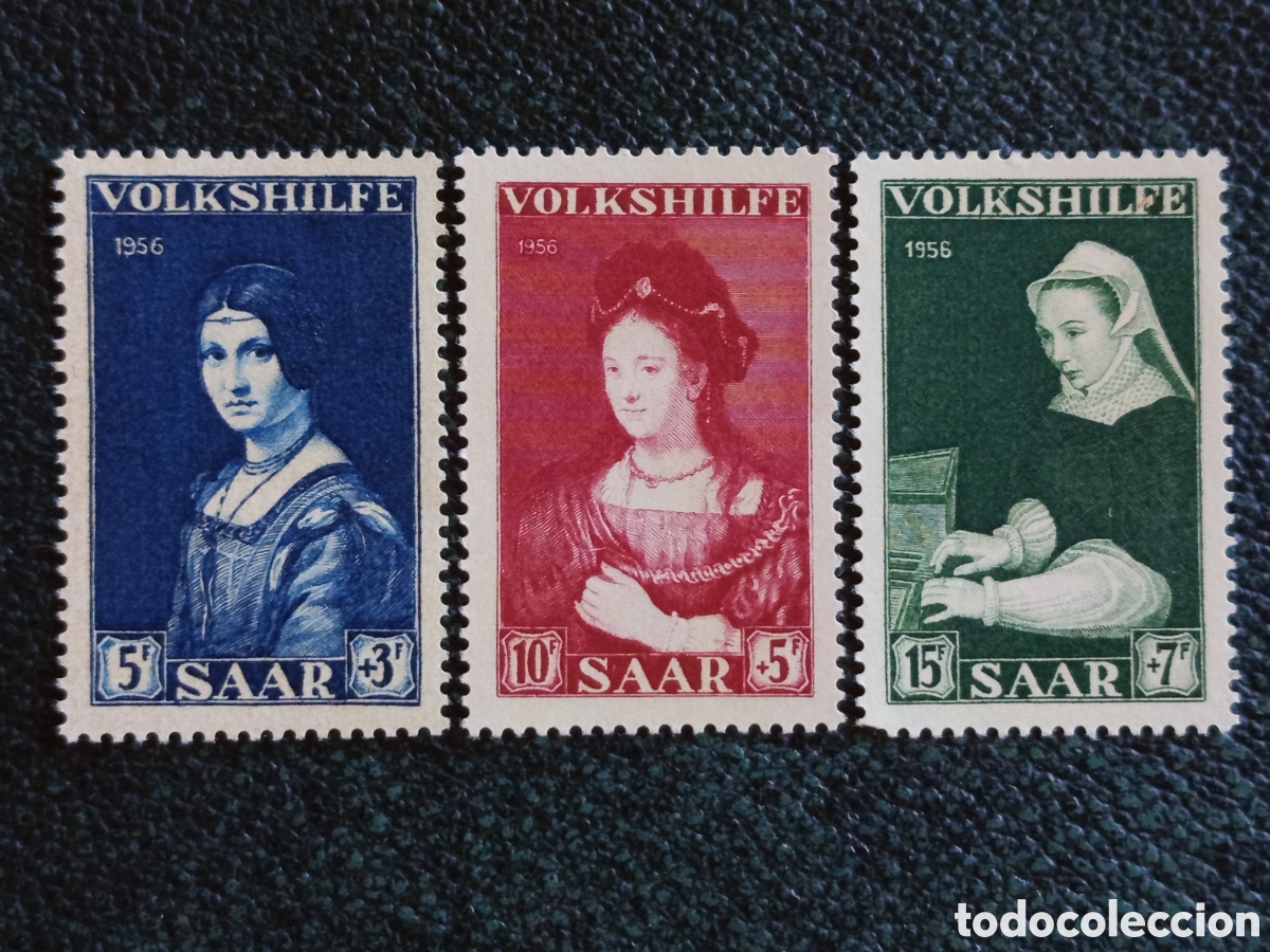 Sellos: Serie Completa Saar Sarre 1956 Volkshilfe Pinturas Michel 376-378 MH