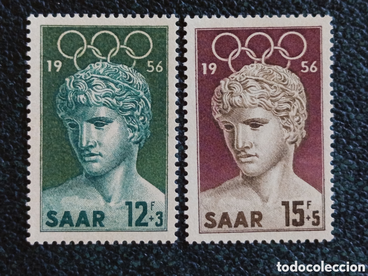 Sellos: Serie Completa Saar Sarre 1956 Juegos Ol&iacute;mpicos Melbourne Michel 371-372 MNH