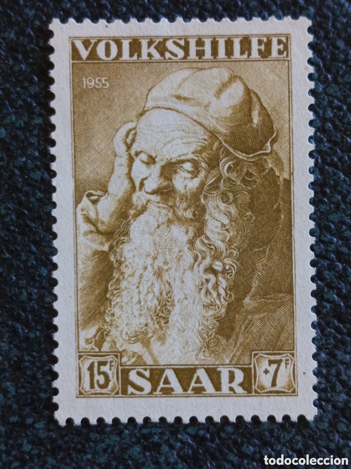 Sellos: Sello Saar Sarre 1955 Volkshilfe Durero Anciano 15+7F Michel 367 Nuevo MH