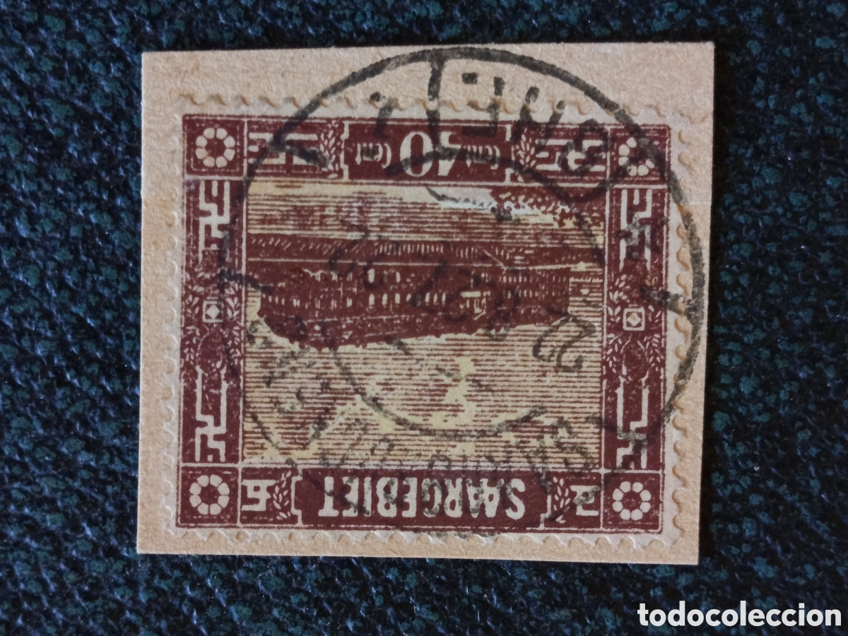 Sellos: Sello Saargebiet Sarre 1922 Paisaje Fluvial 40c Michel 87 Usado Fragmento