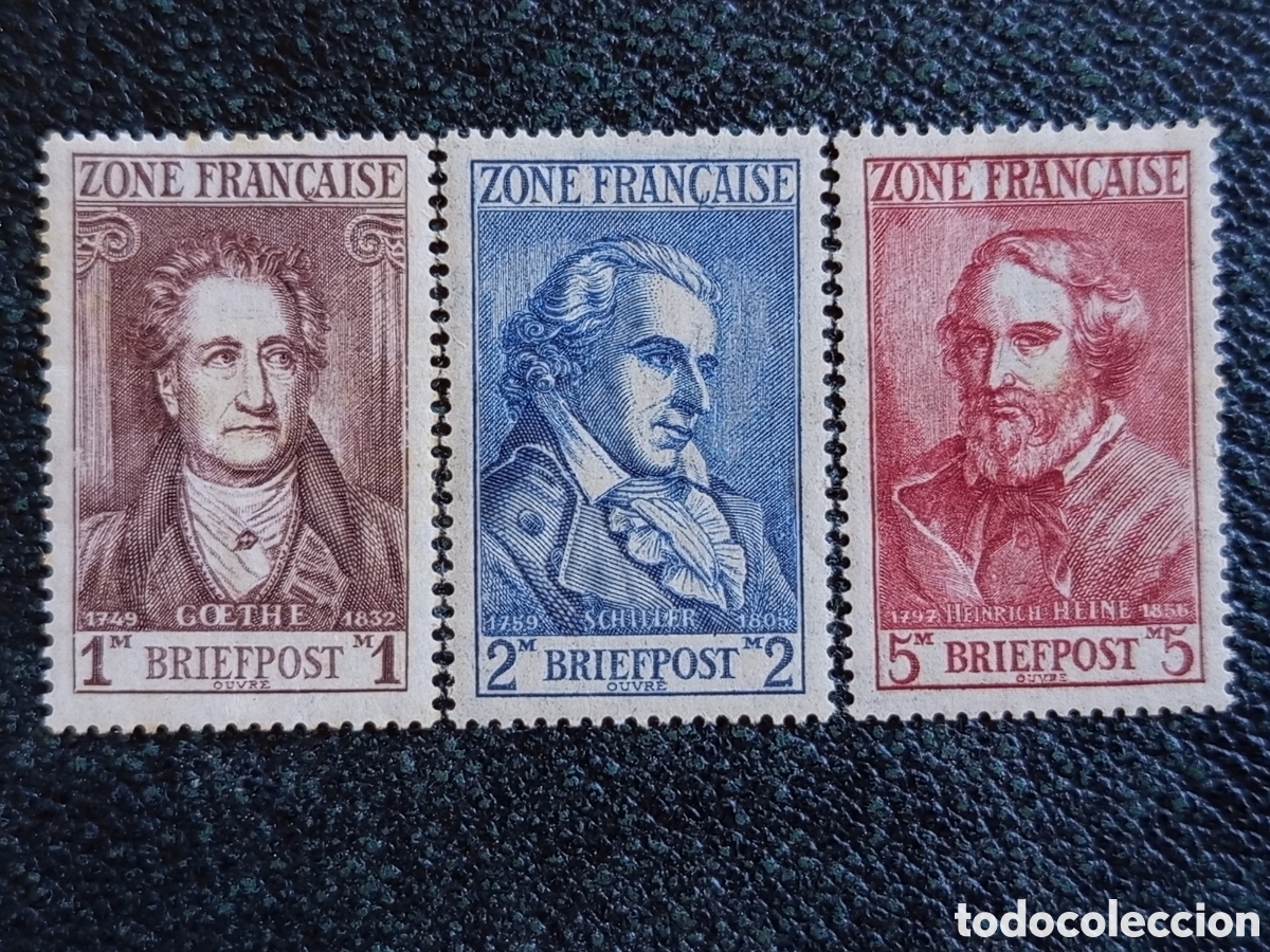 Sellos: Serie Completa Alemania Zona Francesa 1945 Poetas Michel 11-13 MNH