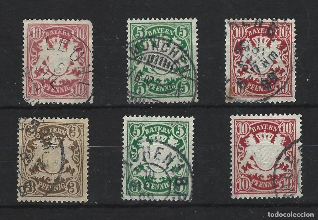 Briefmarken: ALEMANIA-ORIENTAL - BAVIERA - 6 SELLOS DE BAVIERA DE ALREDEDOR DE 1900 - CON MATASELLOS