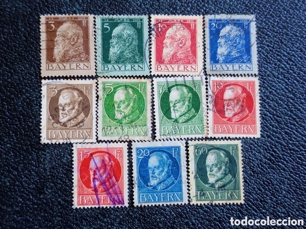 Sellos: Lote 11 Sellos Alemania Baviera 1911/1914 Usados - Michel 76/91 / Ludwig III