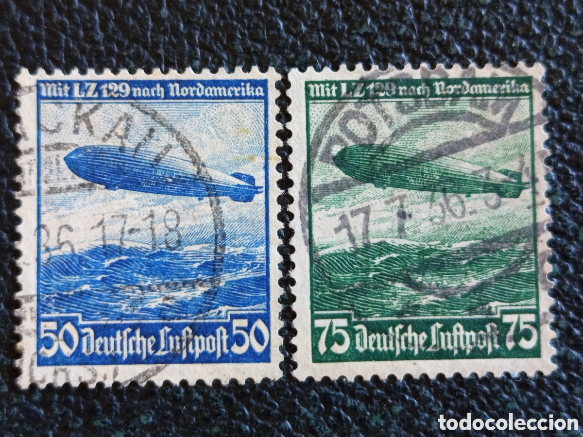 Sellos: Pareja Sellos Zeppelin Hindenburg Alemania 1936 Usados - Michel 606/607