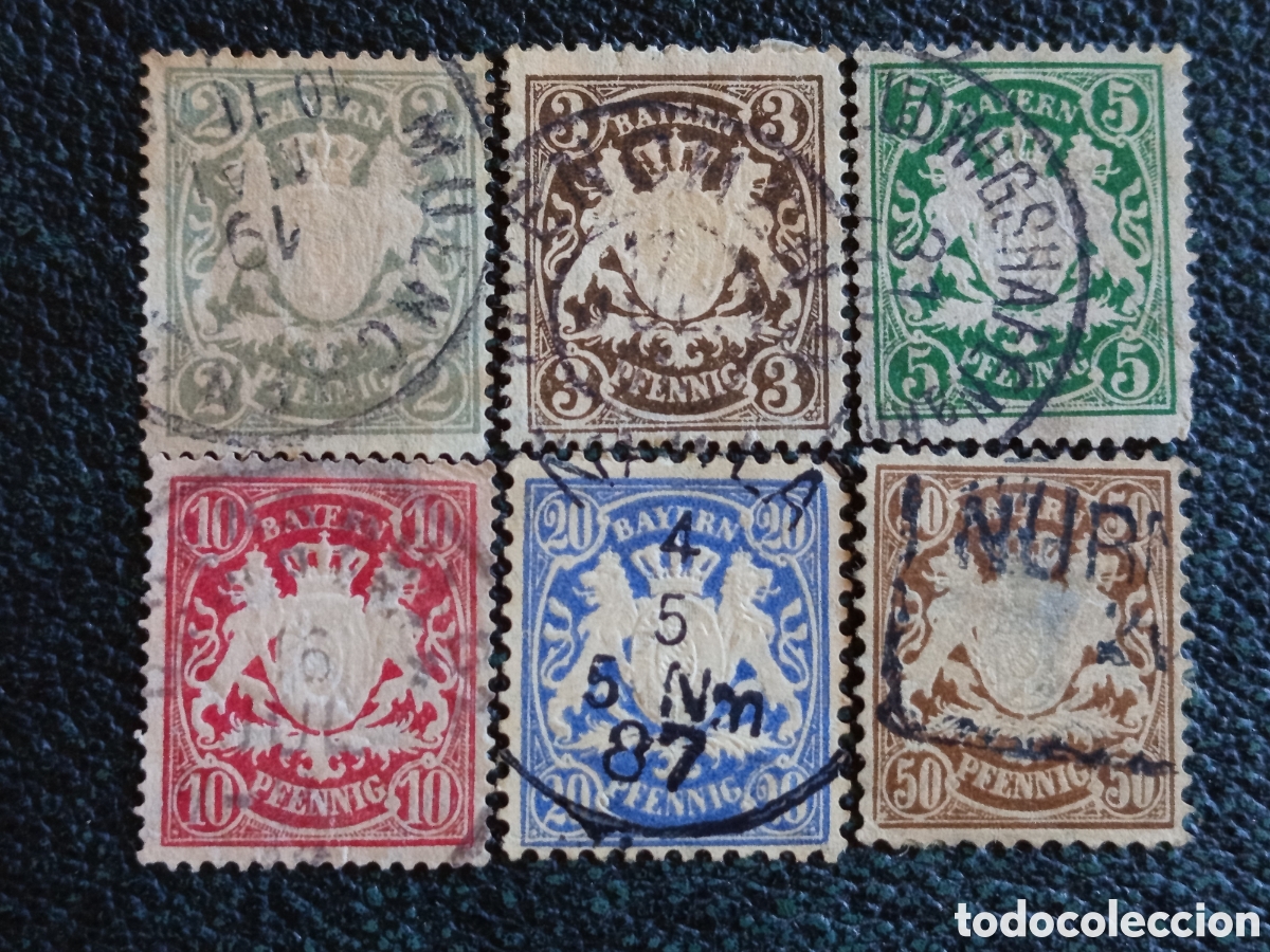 Sellos: Lote 6 Sellos Alemania Baviera 1888/1911 Escudo Usados - Michel 54/60 + 72