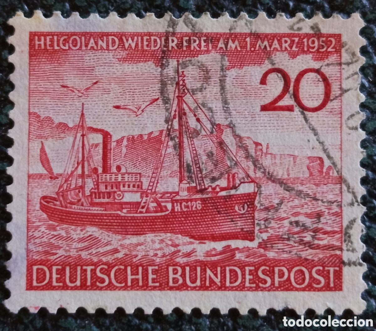 Sellos: Sello Alemania RFA 1952 Helgoland de Nuevo Libre 20 Pf Usado - Michel 152 / C690