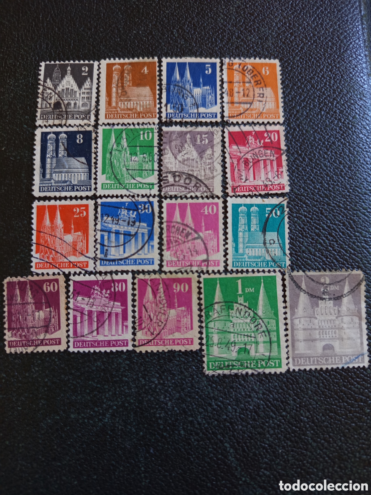 Sellos: Lote 17 Sellos Alemania Bizona 1948 Serie Edificios Usados - Michel 73/98 Lot