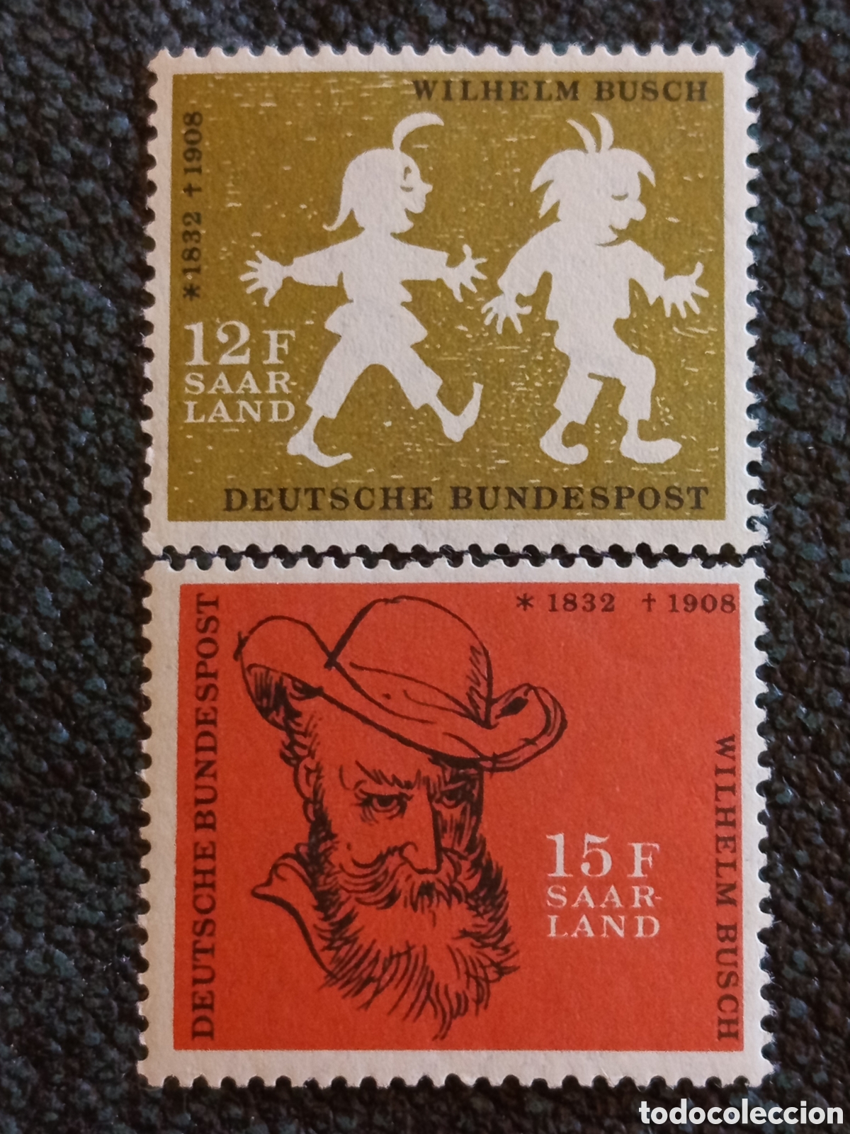 Stamps: Serie Completa Sellos Sarre 1958 Wilhelm Busch Max Moritz Cat Michel #429/430 MNH