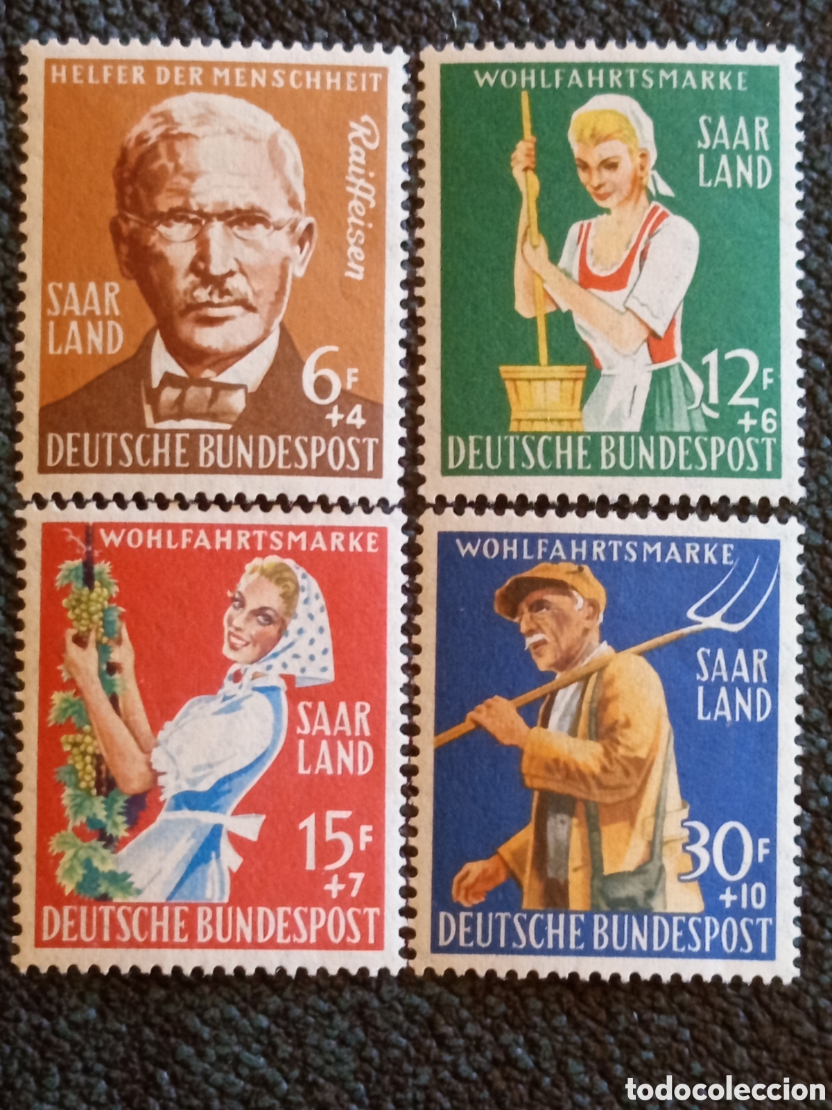 Stamps: Serie Completa Sellos Sarre 1958 Agricultura Raiffeisen Cat Michel #441/444 MNH