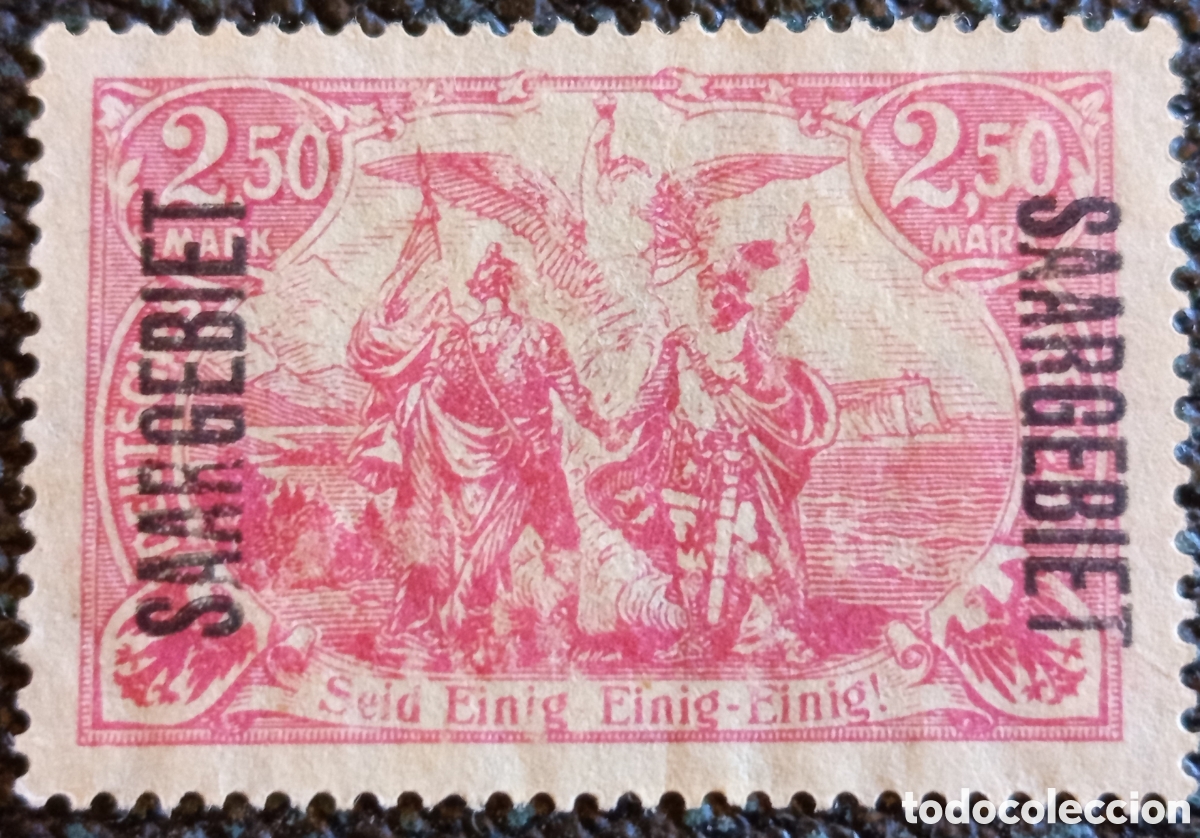 Sellos: Sello Sarre 2,50M Carm&iacute;n 1920 Sobrecarga Saargebiet Cat Michel #43 Nuevo MH