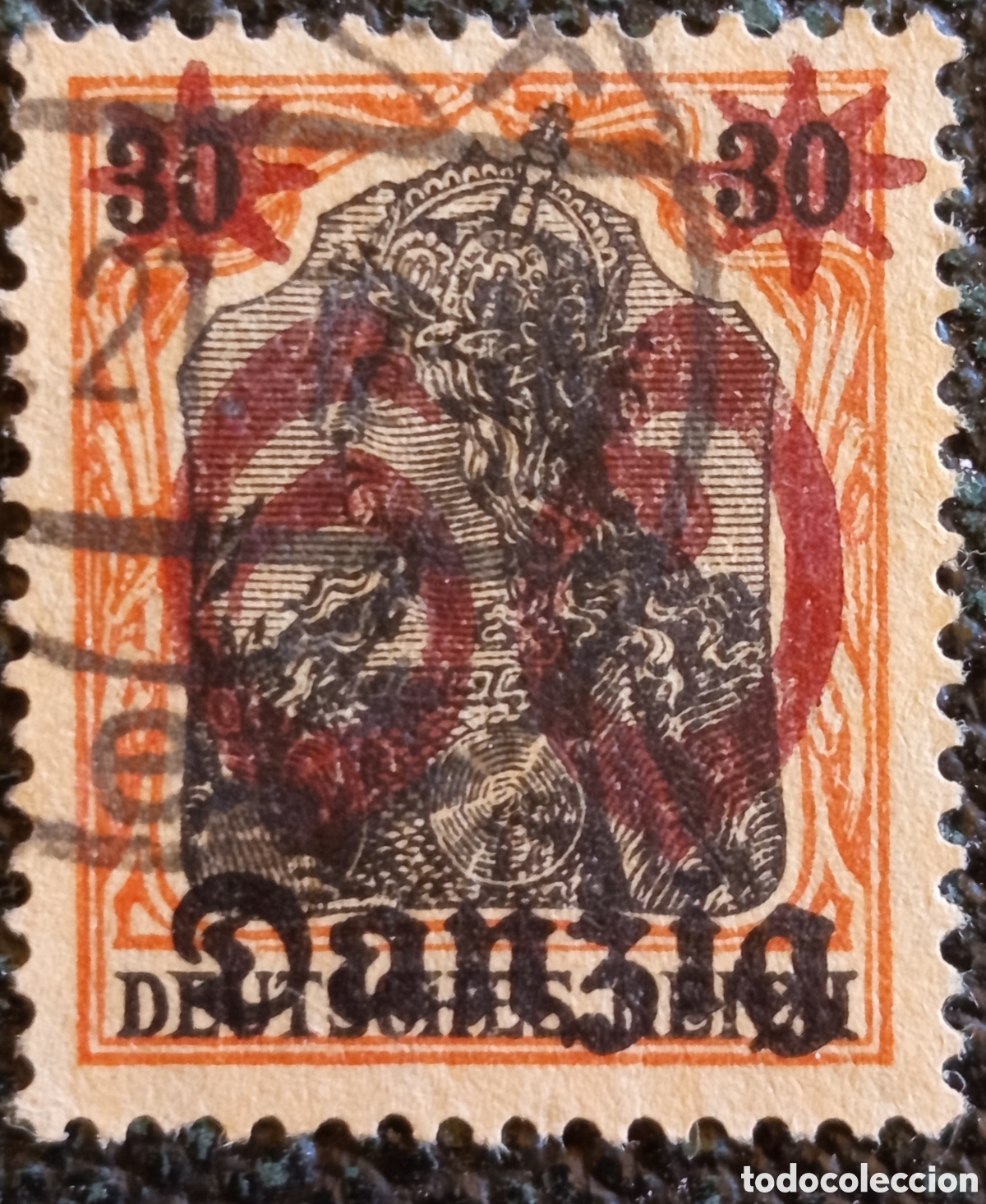 Sellos: Sello Danzig Germania 1920 Sobrecarga 60 en 30 Pf Cat Michel #19 Usado