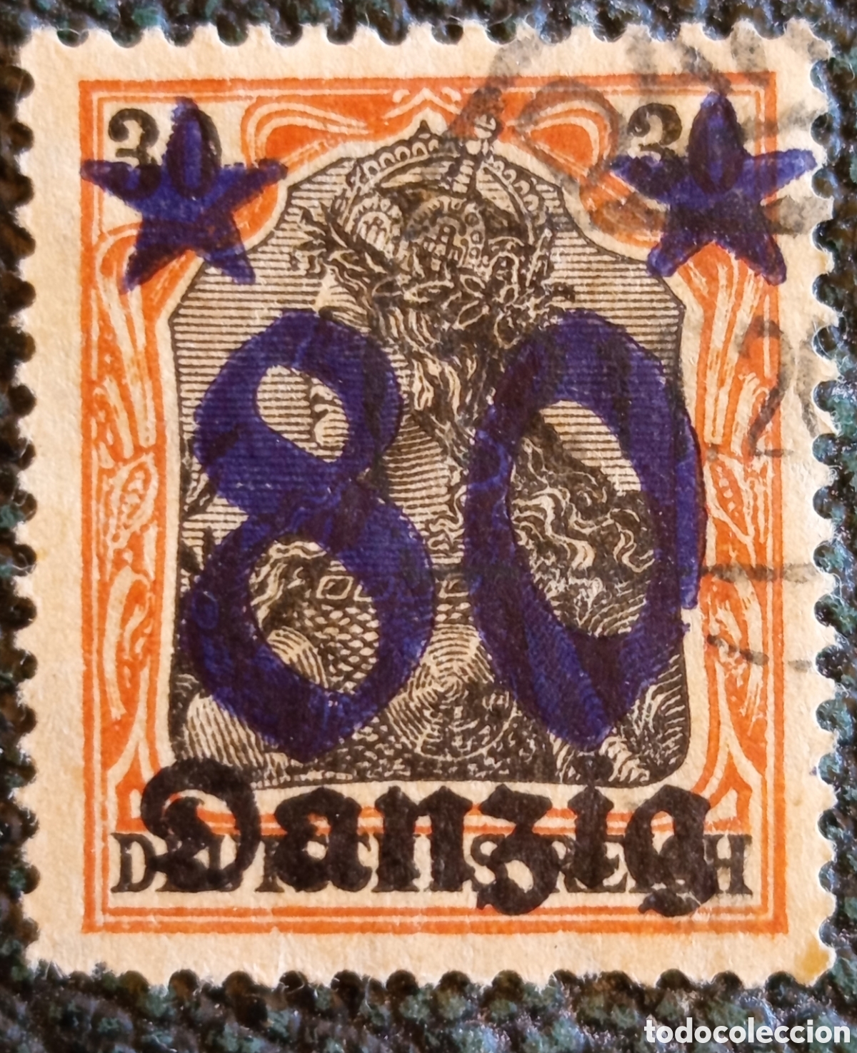 Sellos: Sello Danzig 1920 Michel 20 Alemania Usado