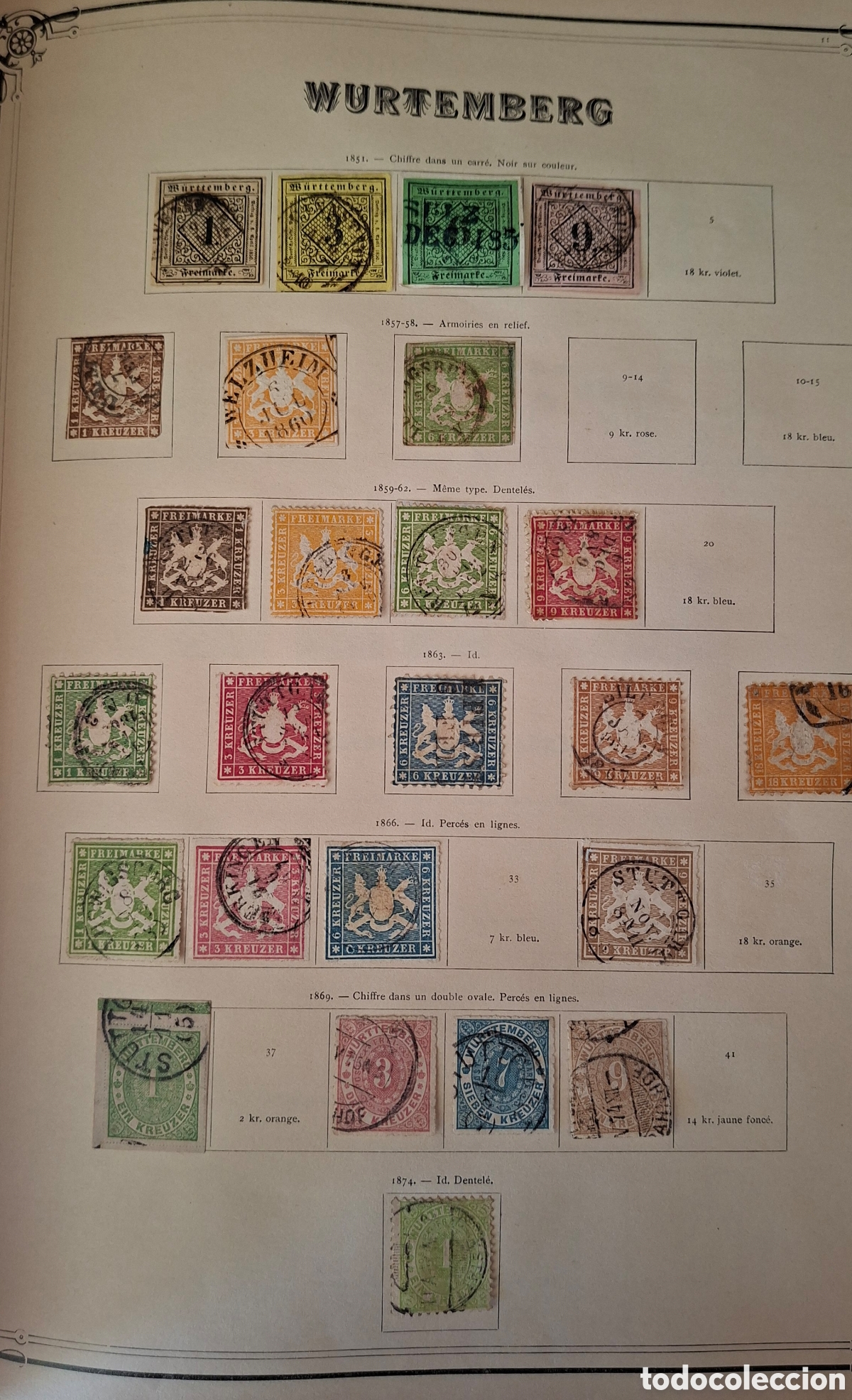 Sellos: Wurtemberg coleccion de sellos en hojas de album Nuevos y usados