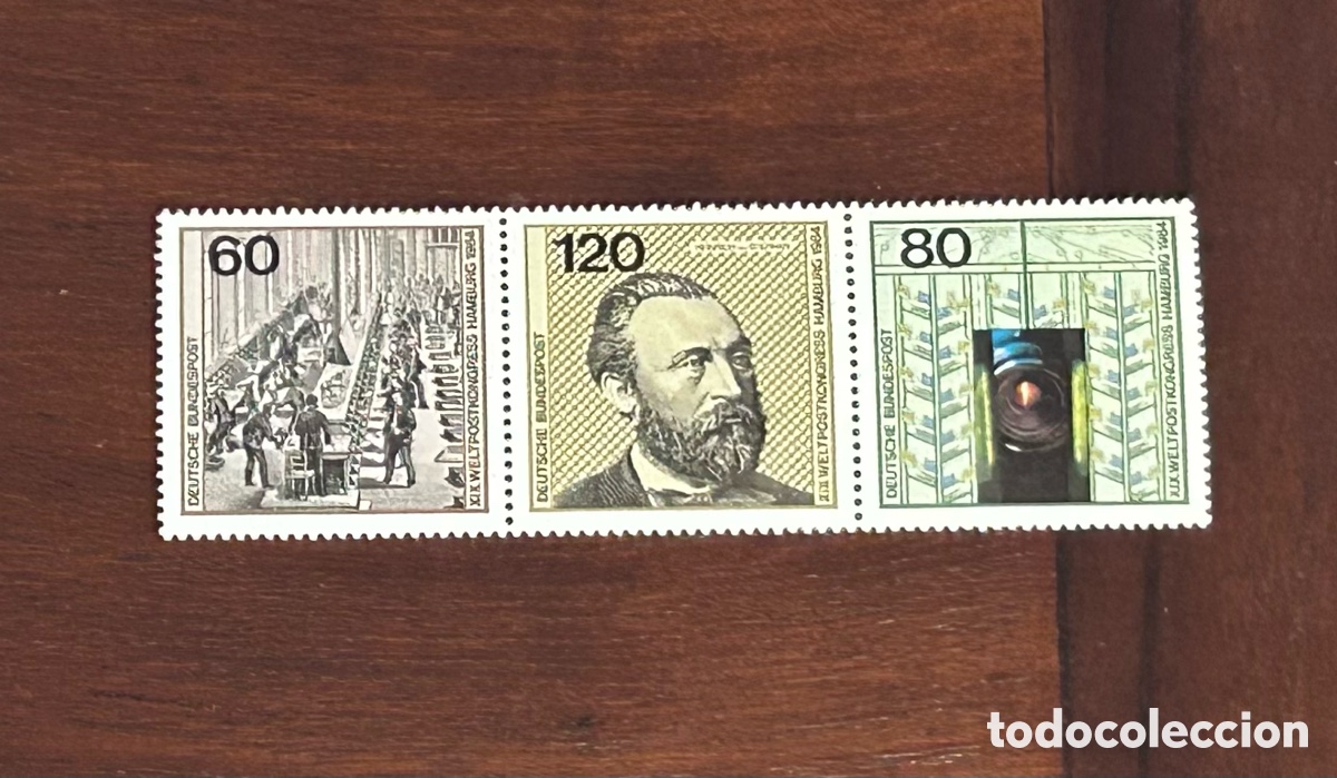 Sellos: LOTE 3 SELLOS. XIX CONGRESO DE LA UNI&Oacute;N POSTAL UNIVERSAL (HAMBURGO). 1984. ALEMANIA