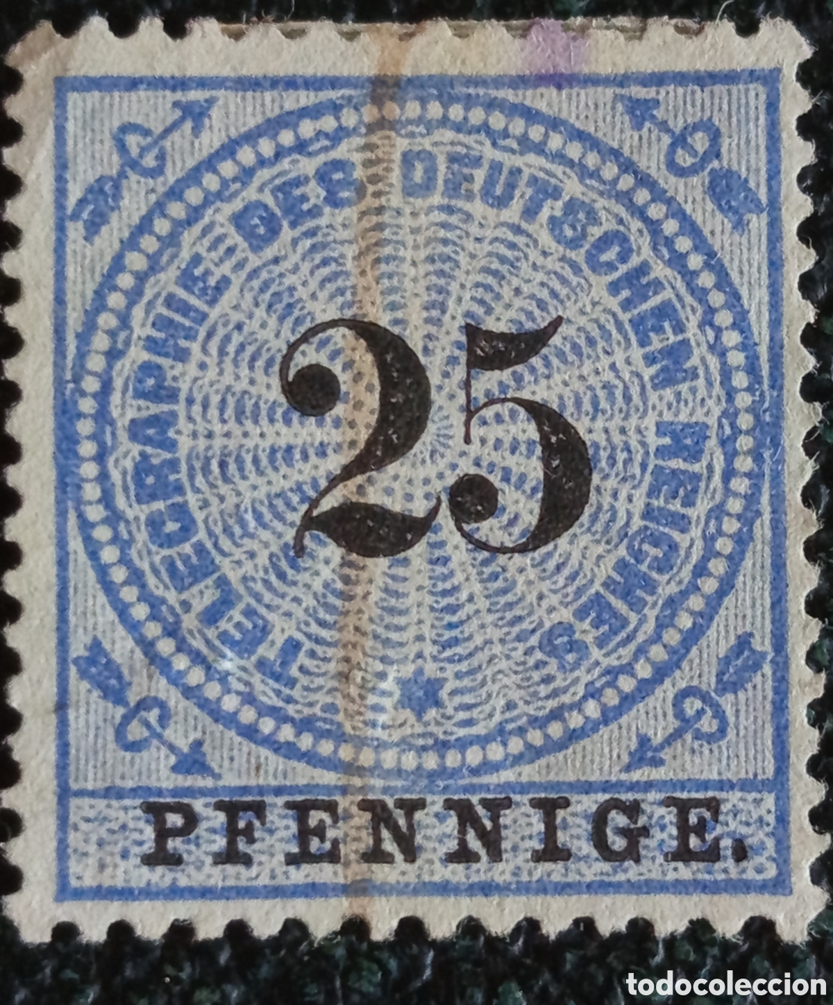 Sellos: Alemania 1879 Sello Telegr&aacute;fico 25 Pfennige azul (Michel T 3)