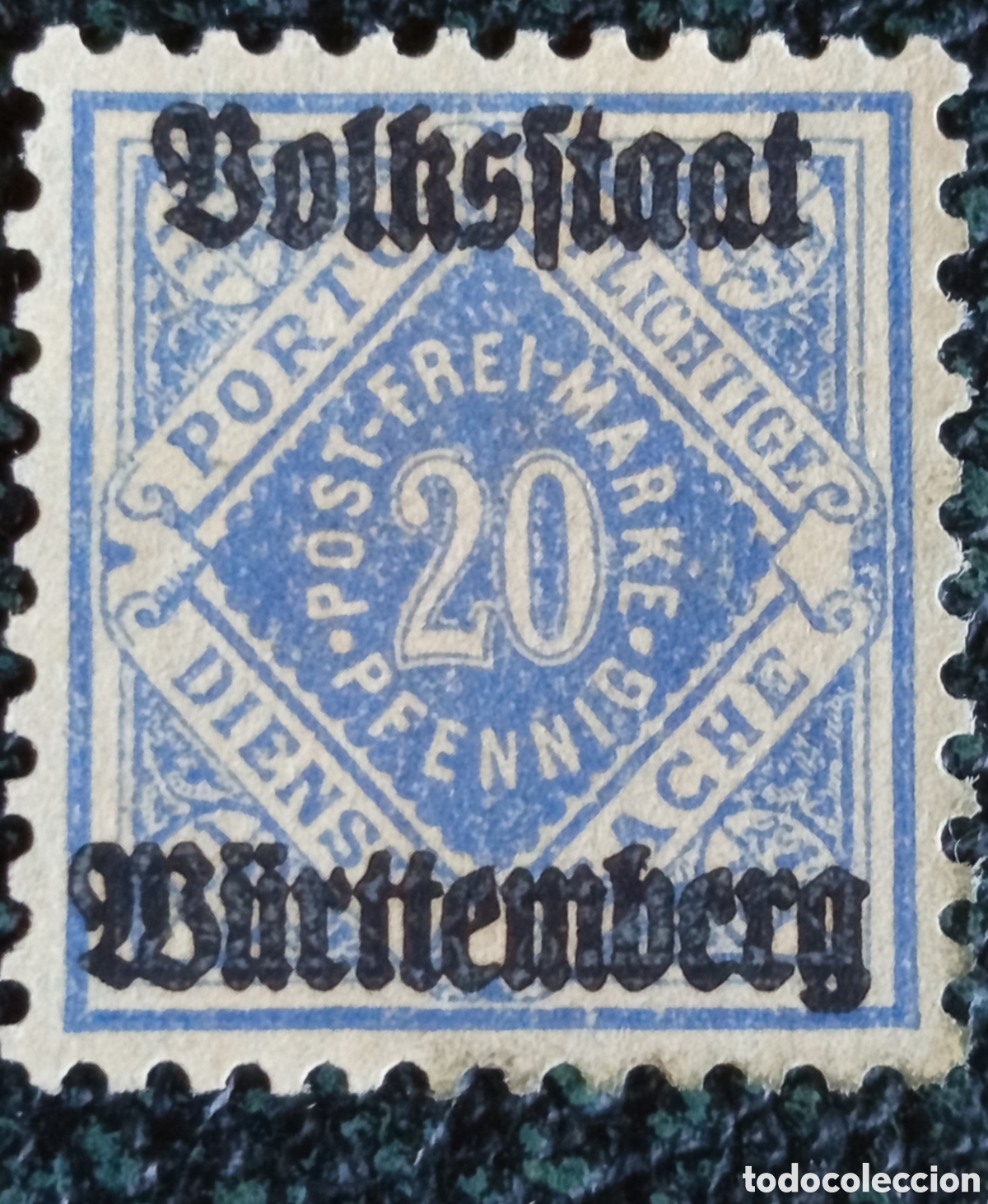 Sellos: Wurtemberg 1919 Sello Oficial Sobrecarga Volksstaat 20pf MH (Michel D140)