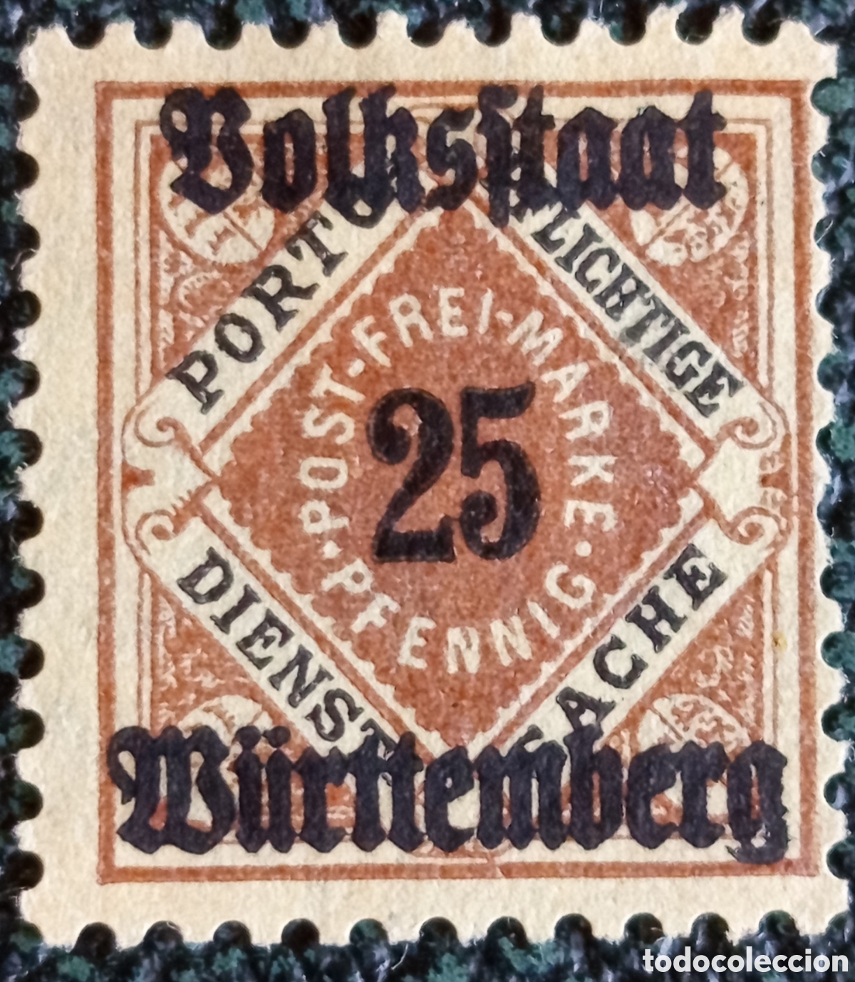 Sellos: Wurtemberg 1919 Sello Oficial Sobrecarga Volksstaat 25pf MH (Michel D142)