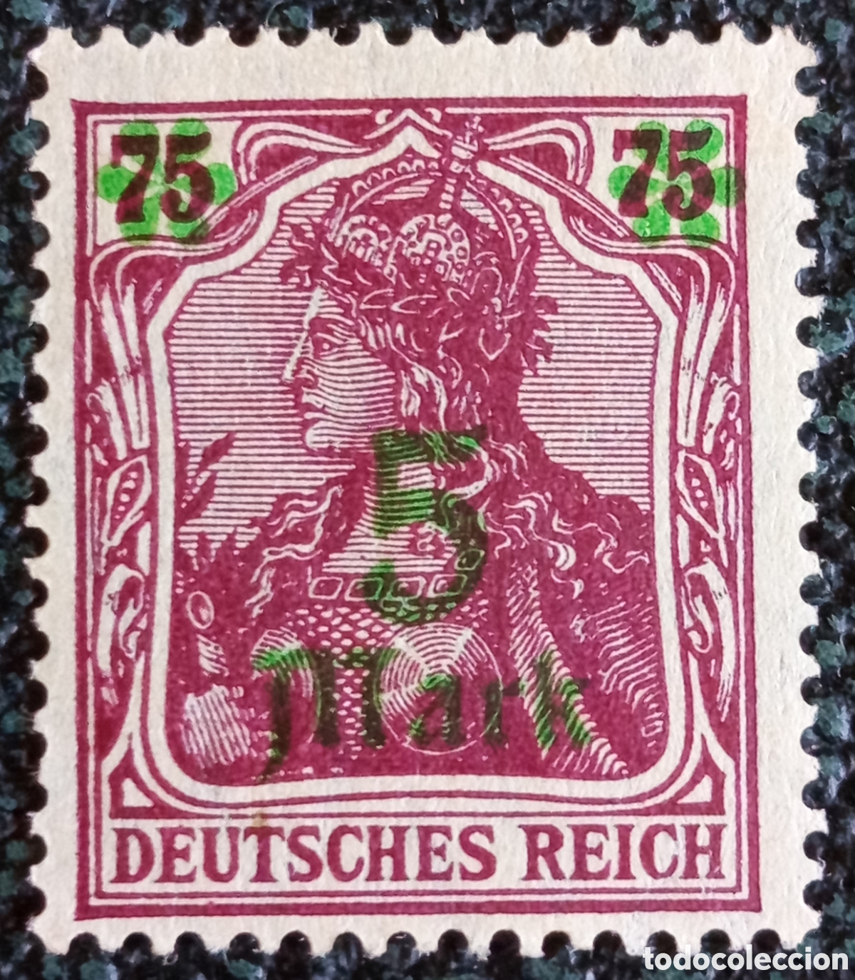 Sellos: Alemania 1921 Sello Germania Sobrecarga Verde 1,60M MNH Europa (Michel #152)