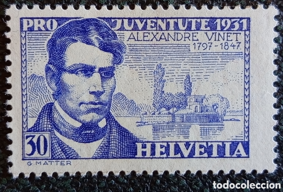 Sellos: Sello Suiza 1931 Pro Juventute Alexandre Vinet 30c Azul MH Michel 249