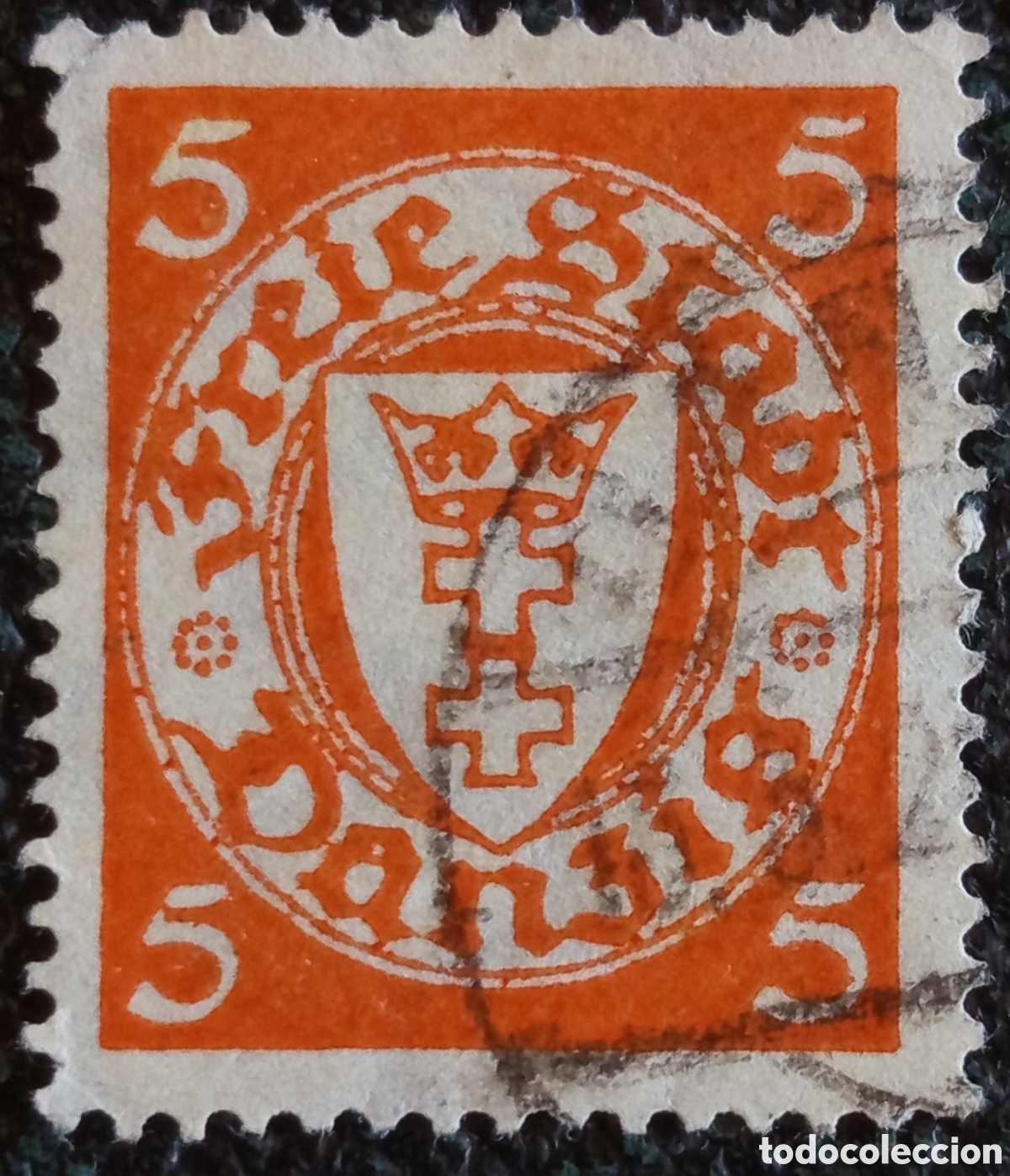 Sellos: Sello Danzig 1924 Escudo De Armas 5 Pfennig Naranja Usado Michel 193