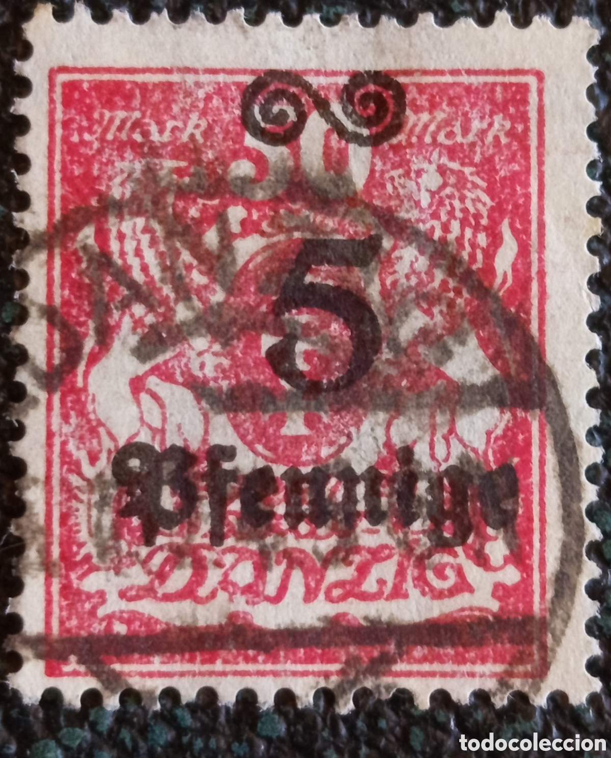 Sellos: Sello Danzig 1923 - 5 Pfennige sobre 50 Mark Usado - Cat&aacute;logo Michel 141