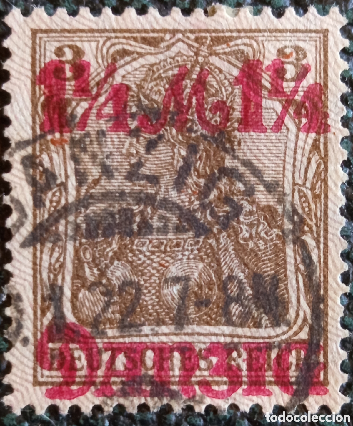 Sellos: Sello Danzig 1920 - Germania 1 1/4 M sobre 3 Pf Usado - Cat&aacute;logo Michel 42