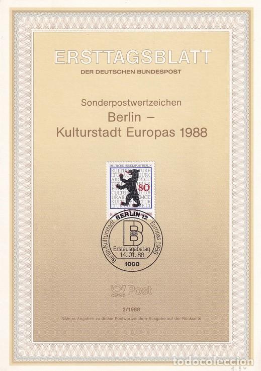 Sellos: Ersttagsblatt 2/1988 Berl&iacute;n / Berlin Kulturstadt Europas 1988 - Berl&iacute;n capital europea de la cultura