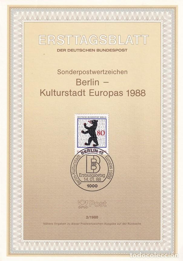 Sellos: Ersttagsblatt 2/1988 Berl&iacute;n / Berlin Kulturstadt Europas 1988 - Berl&iacute;n capital europea de la cultura