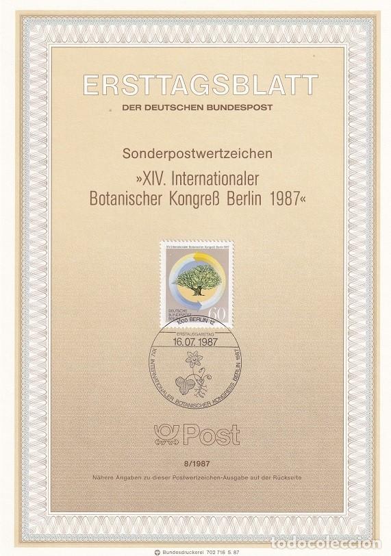 Sellos: Ersttagsblatt 8/1987 Berl&iacute;n - Congreso bot&aacute;nico internacional - XIV Internationaler Botanischer Ko..
