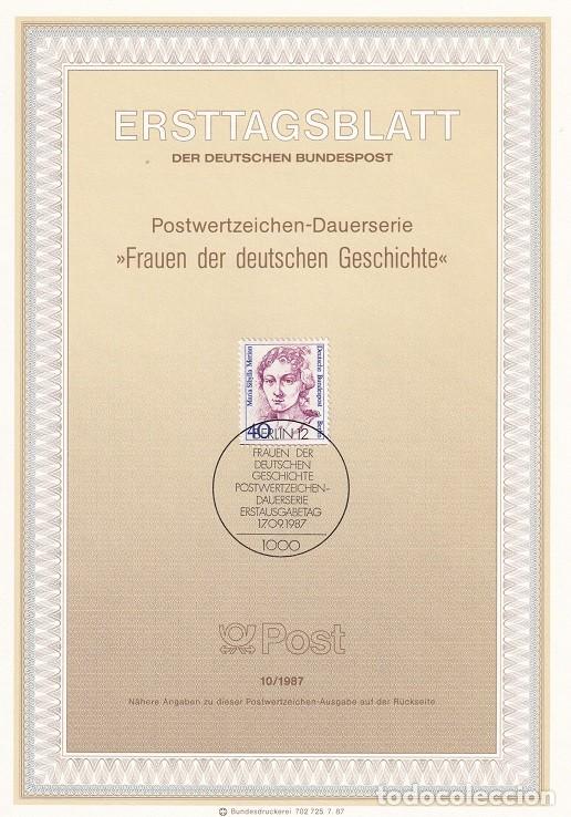 Sellos: Ersttagsblatt 10/1987 Berl&iacute;n - Mujeres famosas &middot; Maria Sibylla Merian 1647-1717, exploradora - Fra..
