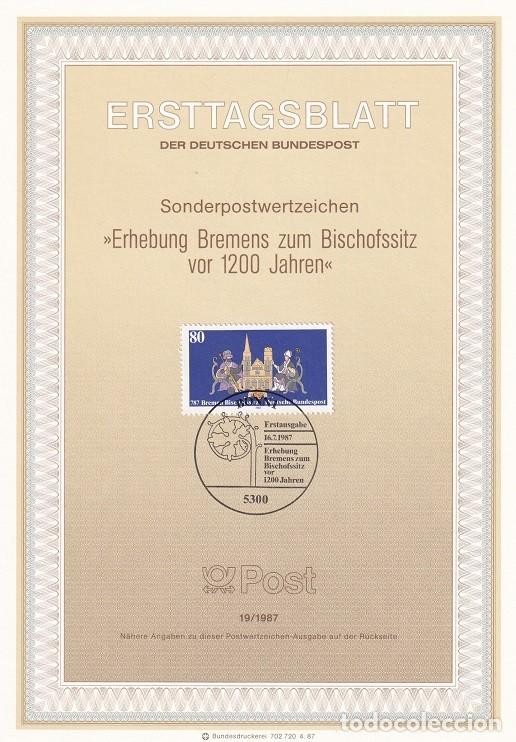 Sellos: Ersttagsblatt 19/1987 Alemania - 1200 Aniversario de la Residencia Episcopal de Bremen - Erhebung ..