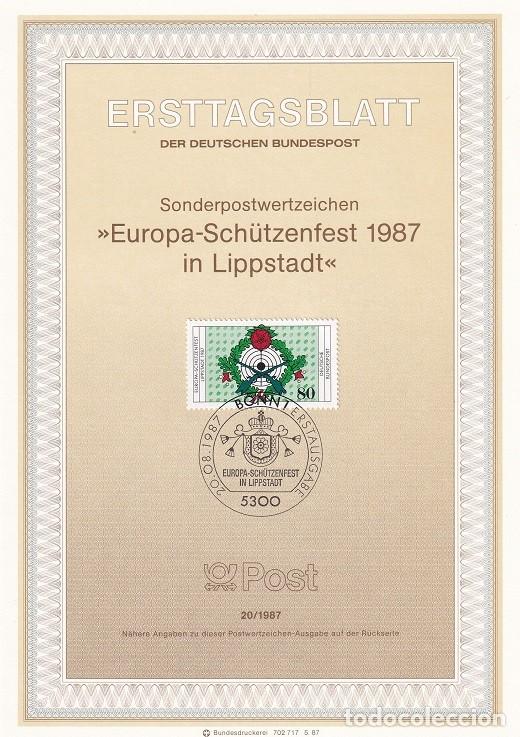 Sellos: Ersttagsblatt 20/1987 Alemania - Festival del club europeo del rifle Lippstadt - Europa-Sch&uuml;tzenfest