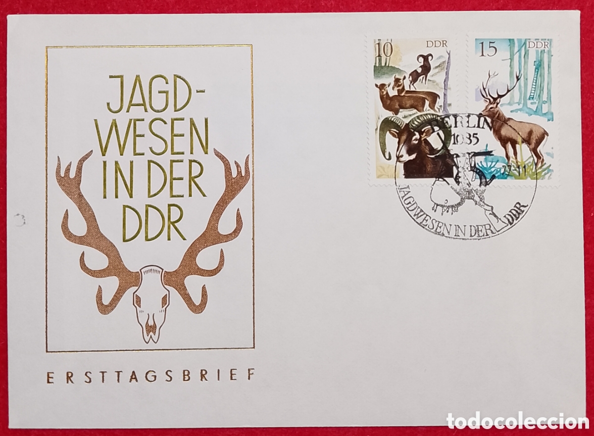 Sellos: Sobre Primer D&iacute;a FDC 1977 - Caza en la RDA (Jagdwesen in der DDR) - Sellos de Fauna / Ciervos